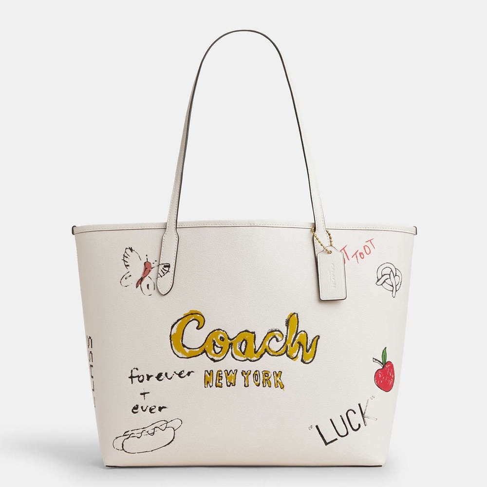 NWT Coach City Tote Bag With Sketch Print CAK18 Chalk Multi